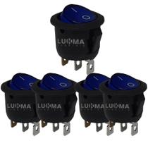 Kit 5 chave gang.3 polos redonda 6a on-off az ilum.lukma Kit 5 chave gang.3 polos redonda 6a on-off az ilum.lukma