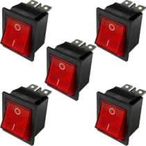 Kit 5 chave gangorra 16a lk2-201n on-of led 4polos vermelha Kit 5 chave gangorra 16a lk2-201n on-of led 4polos vermelha