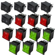 Kit 5 chave gangorra on/off 4 polos 16a-250v vm +5 pt + 5 vd Kit 5 chave gangorra on/off 4 polos 16a-250v vm +5 pt + 5 vd