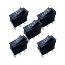 Kit 5 chave gangorra on/off/on 3 polos preta 15a Kit 5 chave gangorra on/off/on 3 polos preta 15a