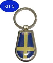 Kit 5 Chaveiro Da Bandeira Da Suécia
