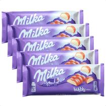 Kit 5 Chocolate aerado Milka Bubbly Branco Importado