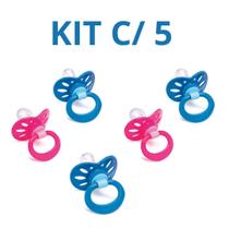Kit 5 Chupetas Bico De Silicone Redondo 1122