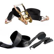 Kit 5 Cinta Com Catraca Carga 3 T 50mm 10 metro Caminhão Amarração Preto