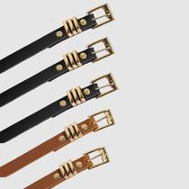 Kit 5 Cinto Couro Feminino Fivela Dourada Ajustável Social