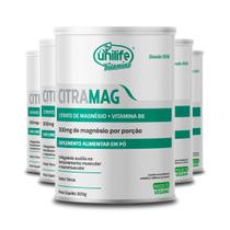 Kit 5 Citramag Magnésio + B6 Unilife 300g Sabor Citrus