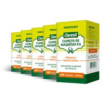 Kit 5 Cloresil (Cloreto de Magnésio P.A) Maxinutri 100 Cápsulas Kit 5 Cloresil (Cloreto de Magnésio P.A) Maxinutri 100 Cápsulas
