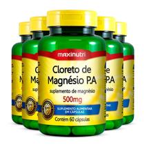 Kit 5 Cloreto De Magnésio P.A 500Mg Maxinutri 60 Cápsulas Kit 5 Cloreto De Magnésio P.A 500Mg Maxinutri 60 Cápsulas