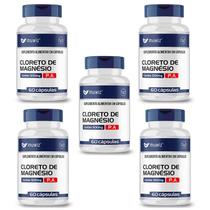 Kit 5 cloreto de magnésio pa 60 cáps magnésio puro muwiz