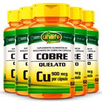 Kit 5 Cobre Quelato Unilife 60 cápsulas