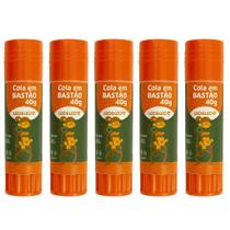 Kit 5 Cola Bastão Escolar 40g Leo&Leo Unidades Originais