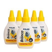 Kit 5 Cola Branca Polar Compactor 40g Escolar Artesanato Secagem Rápida