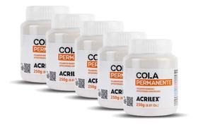 Kit 5 Cola Permanente ACRILEX Sem Cor 250grs - 16225