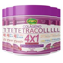 Kit 5 Colágeno 4 em 1 Tetracoll Unilife 300g Morango Kit 5 Colágeno 4 em 1 Tetracoll Unilife 300g Morango