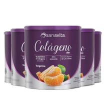 Kit 5 Colágeno hidrolisado em pó Sanavita 300g Tangerina