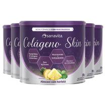 Kit 5 Colágeno Skin Niacinamida Sanavita Abacaxi com hortelã 200g