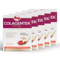 Kit 5 Colagentek Beauty Vitafor 30 Sachês 3,5g Maçã Com Canela