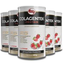 Kit 5 Colagentek Protein Vitafor Morango 460G