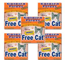 Kit 5 Coleira Natural Antipulga Free Cat 36cm Gatos