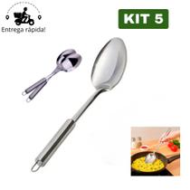 Kit 5 Colher de Arroz Aço Inox Grande Luxo Utensílio de Cozinha Multiuso Premium e Resistente Kit 5 Colher de Arroz Aço Inox Grande Luxo Utensílio de Cozinha Multiuso Premium e Resistente