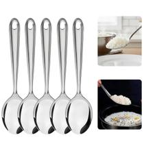 Kit 5 Colher De Arroz Grande Aço Inox 25cm Utensílio Servir Arroz Cozinha Lanchonete Restaurante