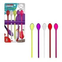 Kit 5 Colheres Cristal Para Bebidas Drinks - IZ1075