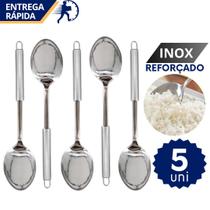 Kit 5 Colheres de Servir Grande Longa 100% Inox Premium Reforçada Ideal para Restaurante Kit 5 Colheres de Servir Grande Longa 100% Inox Premium Reforçada Ideal para Restaurante