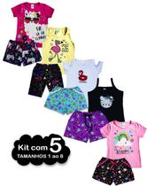 Kit 5 com Conjunto Infantil para Menina em cotom 1 ao 8