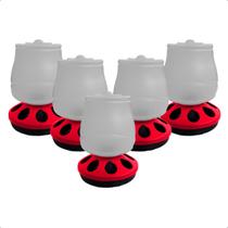 Kit 5 Comedouro Alimentador 2L Com 8 Furos Para Aves Frango