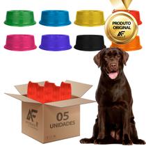 Kit 5 Comedouro Bebedouro Simples Cães E Gatos 1 Litro Plástico