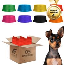 Kit 5 Comedouro Bebedouro Simples Cães E Gatos 350ml Cores