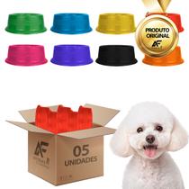 Kit 5 Comedouro Bebedouro Simples Cães E Gatos 550ml Cores