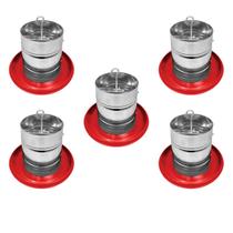 Kit 5 Comedouro Tubular 3kg p/ Frango Aves Galinha Faisão