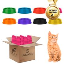 Kit 5 Comedouros E Bebedouro Para Gatos Plástico 200ml Cores Kit 5 Comedouros E Bebedouro Para Gatos Plástico 200ml Cores