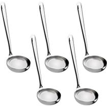 Kit 5 Conchas Inox Restaurante 20cm Molhos Feijão Sopa Caldos Taumer Cozinha Buffet Kit 5 Conchas Inox Restaurante 20cm Molhos Feijão Sopa Caldos Taumer Cozinha Buffet