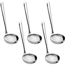 Kit 5 Conchas Inox Restaurante 20cm Molhos Feijão Sopa Caldos Taumer Cozinha Buffet Kit 5 Conchas Inox Restaurante 20cm Molhos Feijão Sopa Caldos Taumer Cozinha Buffet