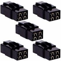 Kit 5 Conector 4 Vias Technoise Com Trava Macho E Fêmea Som