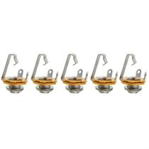 Kit 5 Conector Jack P10 Mono Comum P/ Contra Baixo Guitarra