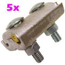 Kit 5 Conector Paralelo Tapit Bimetálico Duplo 10 à 50mm Alumínio Cobre com 2 Parafusos