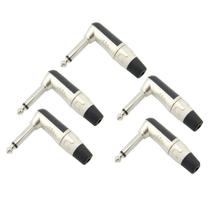 Kit 5 Conector Plug P10 Mono 90 graus Metal profissional MXT