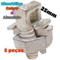 Kit 5 Conector Split Bolt Parafuso Fendido para Emenda Cabos 25mm Bimetálico Estanhado