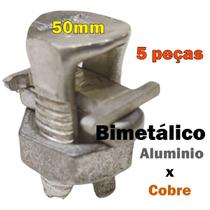 Kit 5 Conector Split Bolt Parafuso Fendido para Emenda Cabos 50mm Bimetálico Estanhado