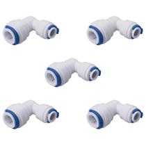 Kit 5 Conector União Cotovelo 90 Engate Rápido 3/8" x 1/4" para Água e Bebedouros Alta Resistência
