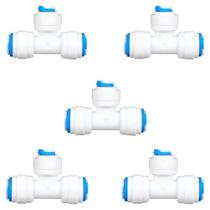 Kit 5 Conector União T Engate Rápido 3/8" x 1/4" x 3/8" para Filtro Alta Resistência