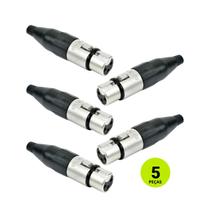 Kit 5 Conectores Cannon Femea 3 Polos Santo Angelo Xlr Sa2x