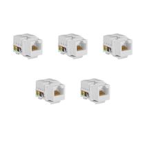 Kit 5 Conectores Fêmea Rj45 CAT6 T568A/B Keystone Branco Etherlink