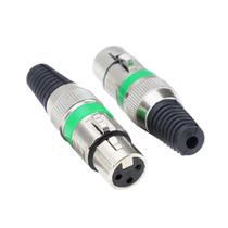 Kit 5 Conectores XLR Cannon Fêmea Verde