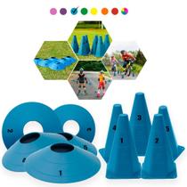 Kit 5 Cones + 5 chapéus chinês Treino Velocidade Agilidade Futebol coloridos para Ensinar Cores - Natural Fitness