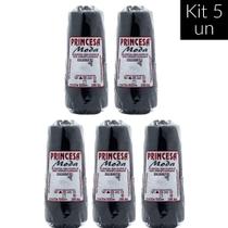 Kit 5 Cones Linha Princesa Moda Preta 500 Metros de 288 TEX e 100% Polipropileno Incomfio Crochê e Trança de Cabelo