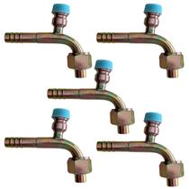 Kit 5 Conexões 90 Graus Oring Fêmea 8mm Com Ventil R134a Aço Kit 5 Conexões 90 Graus Oring Fêmea 8mm Com Ventil R134a Aço